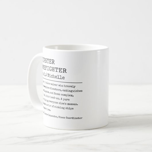 Grappig, werkdefinitie Custom Dumpster Brandweerma Koffiemok (Voorkant links)