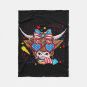 Grappig Western Amerika Koe 4 juli 1 Fleece Deken (Voorkant)