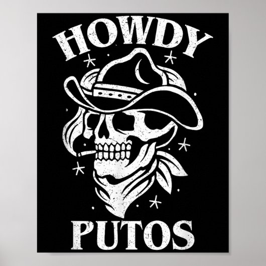 Grappig Western Cowboy Skull Gift - Hola Putos Spa Poster (Voorkant)