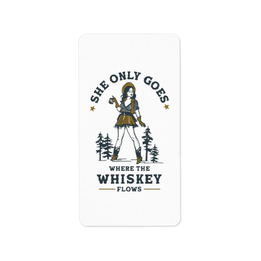 Grappig  Western Cowgirl Whiskey Lover Etiket (Voorkant)
