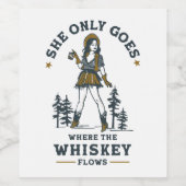 Grappig  Western Cowgirl Whiskey Lover Wijn Etiket (Enkel label)