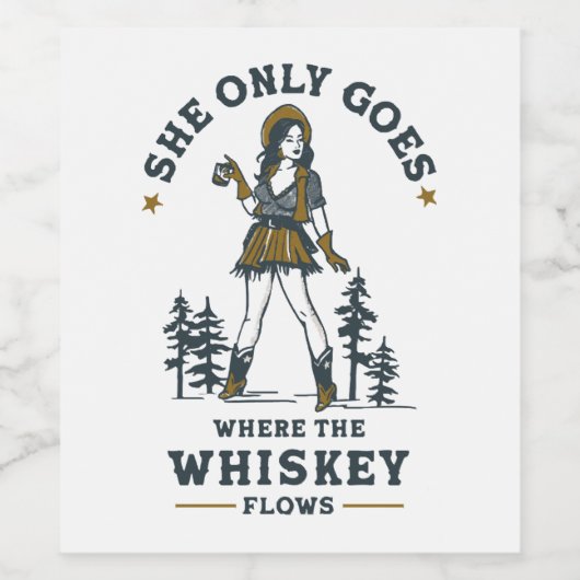 Grappig  Western Cowgirl Whiskey Lover Wijn Etiket (Enkel label)