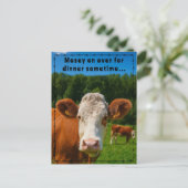 Grappig Westers Koeien Dinner Party Ranch & Boerde Feestdagenkaart (Staand voorkant)