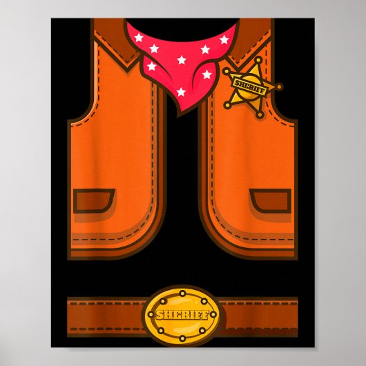 Grappig Westerse Sheriff Halloween Cowboy Vest Een Poster (Voorkant)