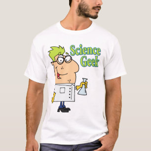 grappig wetenschappelijk nerd cartoonpersonage t-shirt