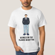 Grappig WFH "Zakelijk aan de Top" Grafisch T-Shirt