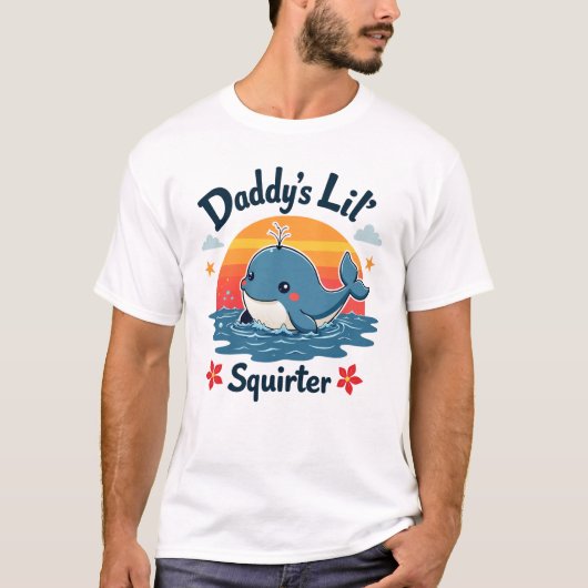 Grappig Whale Squirter Design voor Familie Schatti T-shirt (Voorkant)
