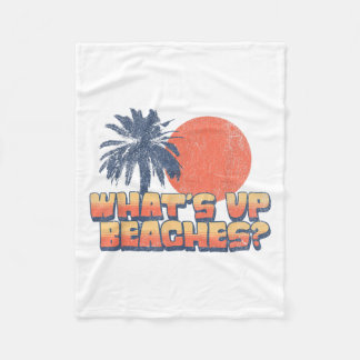 Grappig Whats Up Stranden Retro Sunset Palm Tree S Fleece Deken