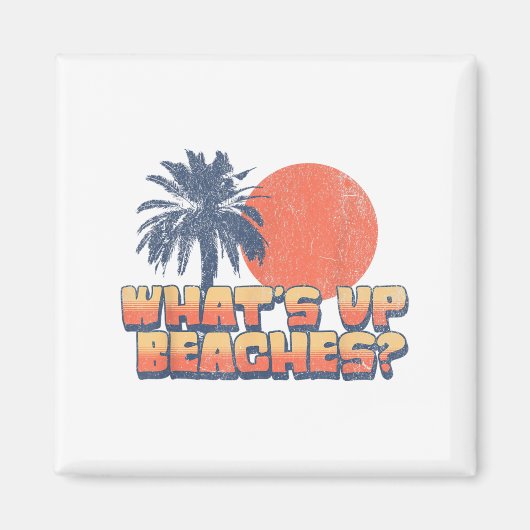 Grappig Whats Up Stranden Retro Sunset Palm Tree S Magneet (Voorkant)