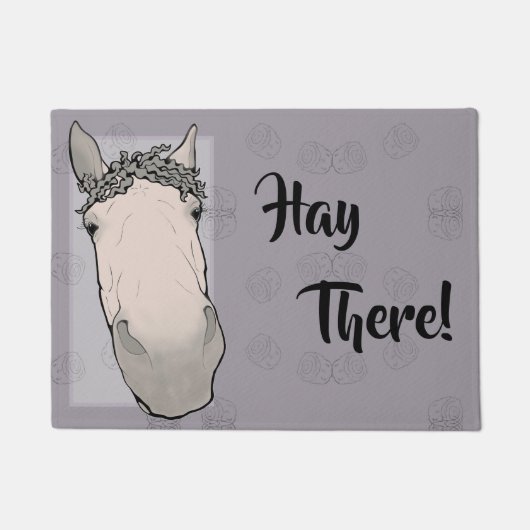 Grappig Whimsical Nieuwsgierig Paard Liefhebber Ca Deurmat (Voorkant)