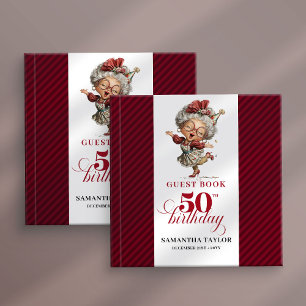 Grappig whimsisch 50ste vrouw verjaardag gastenboe gastenboek