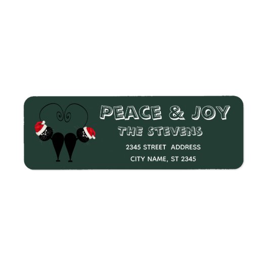 Grappig whimsy zwarte kerstman kattenpaar etiket (Voorkant)