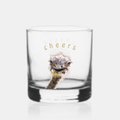 Grappig Whiskey Glas Gelukkige Struisvogel met Pro (Voorkant)