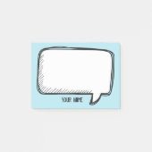 Grappig White Talk Bubble op blauwe gepersonalisee Post-it® Notes (Voorkant)