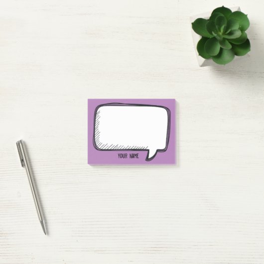 Grappig White Talk Bubble paars Personated Name Post-it® Notes (Kantoor)