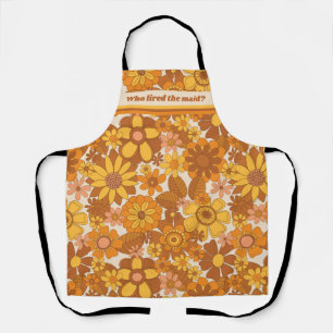 Grappig "Who Fiber": Retro Seventies Flowers Schort