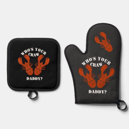 Grappig, wie is jouw Craw Daddy? Ovenwant & Pannenlap Set (Voorkant)