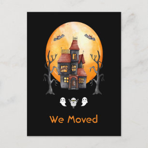Grappig Wij Verhuisden Rood Zwarte Aquarel Spukhui Aankondigingskaart