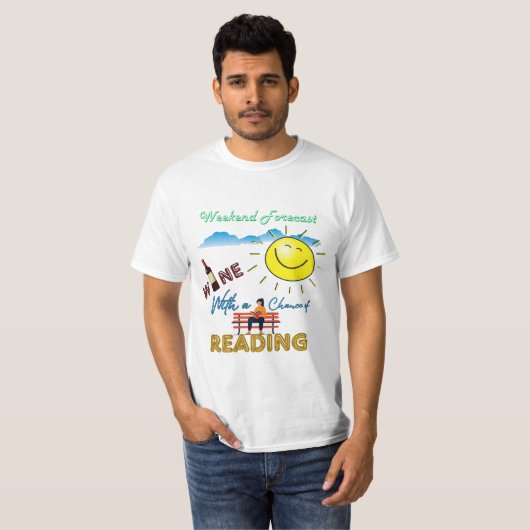 GRAPPIG! Wijn en lezen - Weekend Forecast T-Shirt (Voorkant volledig)