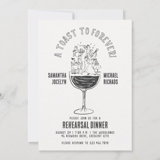 Grappig wijn glas oefen diner feest kaart (Voorkant)