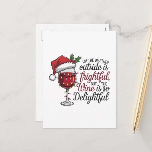 Grappig wijn woord kunst weer feestdagenkaart (Voorkant / Achterkant in situ)