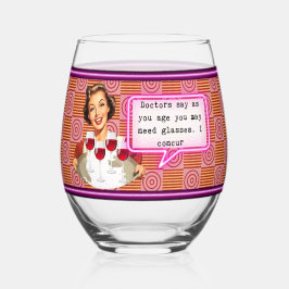 Grappig wijnglas Cadeau voor beste vriendin "Bril" Zonder Voet
