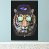 Grappig wild gekleed als Funny Bengal Tiger Canvas Afdruk (Insitu (Houten vloer))