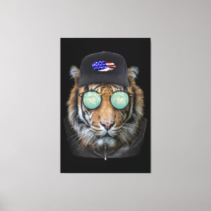 Grappig wild gekleed als Funny Bengal Tiger Canvas Afdruk