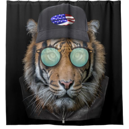 Grappig wild gekleed als Funny Bengal Tiger Douchegordijn (Voorkant)