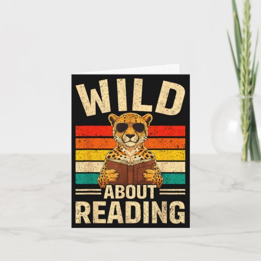 Grappig wild over het lezen van retro cheeta boek kaart (Voorkant)