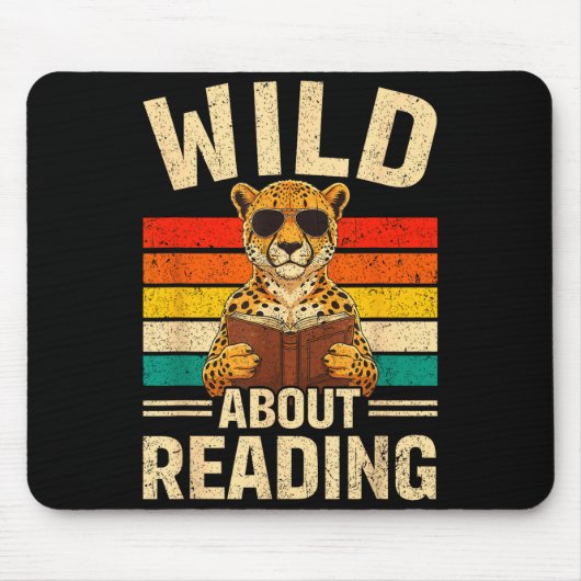 Grappig wild over het lezen van retro cheeta boek  muismat (Voorkant)