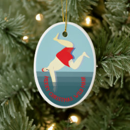 Grappig, wild zwemmend man Kerst Keramisch Ornament