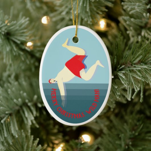 Grappig, wild zwemmend man Kerst Keramisch Ornament (Boom)