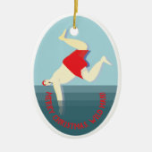Grappig, wild zwemmend man Kerst Keramisch Ornament (Voorkant)