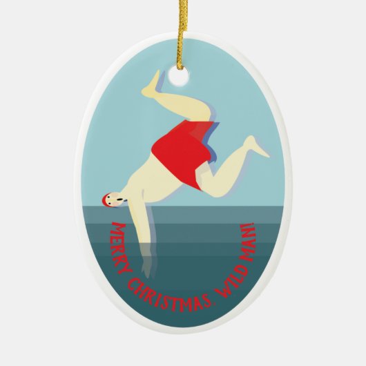 Grappig, wild zwemmend man Kerst Keramisch Ornament (Voorkant)