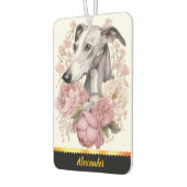 Grappig windhondenportret omgeven door bloemen luchtverfrisser (Links)