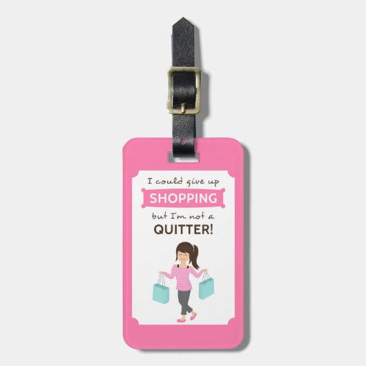 Grappig winkelen citaat is geen redmiddel voor haa bagagelabel (Voorkant verticaal)