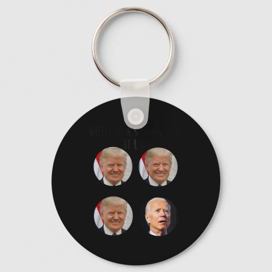 Grappig winkelwagentje Trump Biden verkiezing meme Sleutelhanger (Voorkant)