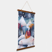 Grappig Winter Cabin ArtWork Hangend Wandkleed (Gebogen)