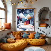 Grappig Winter Cabin ArtWork Hangend Wandkleed