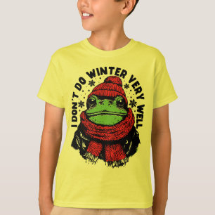 Grappig winter kikker ontwerp t-shirt