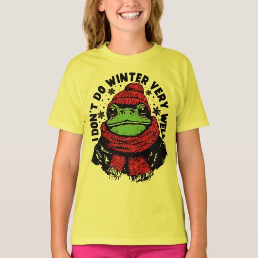 Grappig winter kikker ontwerp t-shirt (Voorkant)