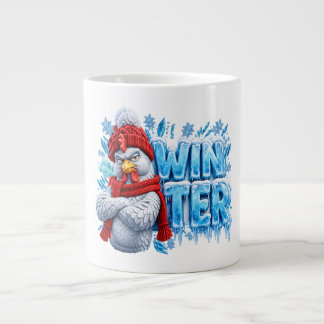 Grappig Winter Kip Sweatshirt - Chagrijnige Haan w Grote Koffiekop