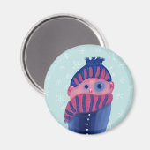 Grappig winterkarakter met pet en sjaal magneet (Voorkant / Achterkant)