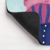 Grappig winterkarakter met pet en sjaal muismat (Hoek)