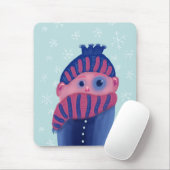 Grappig winterkarakter met pet en sjaal muismat (Met muis)