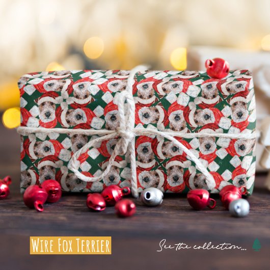 Grappig Wire Fox Terrier Kerstpatroon Cadeaupapier