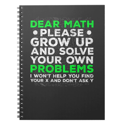 Grappig Wiskunde Problemen op school wiskundestrij Notitieboek (Voorkant)