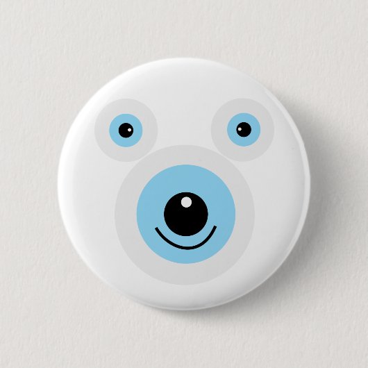 Grappig wit beer gezicht ronde button 5,7 cm (Voorkant)
