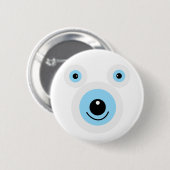 Grappig wit beer gezicht ronde button 5,7 cm (Voorkant /achterkant)